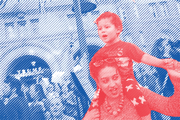 Woman and child in an immigration rally.