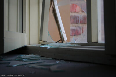 Closup of broken door