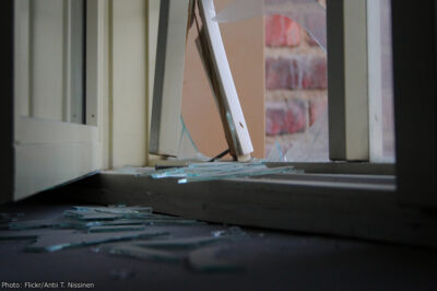 Closup of broken door