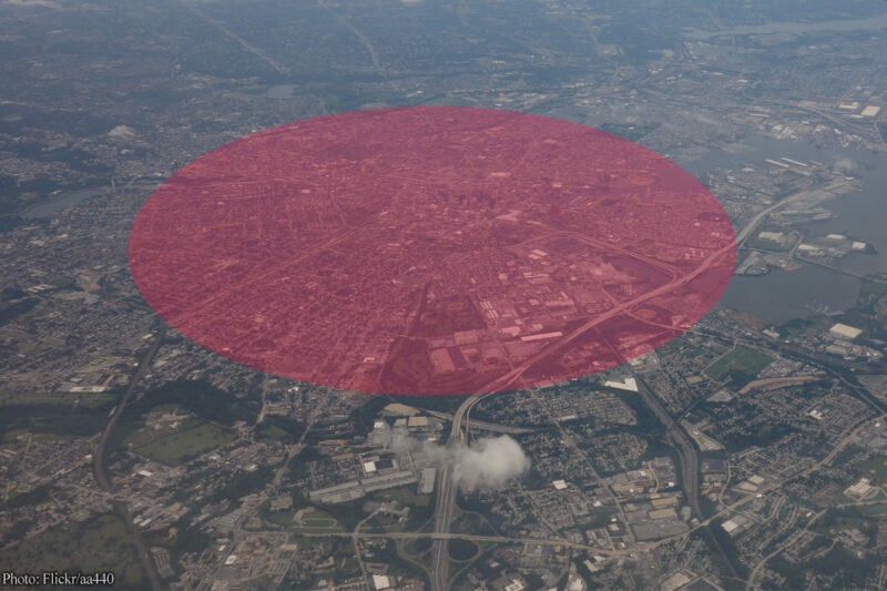 Aerial shot of baltimore