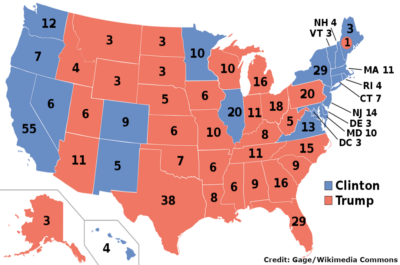 Projected Electoral College map for the 2016 United States presidential election