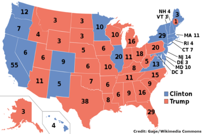 Projected Electoral College map for the 2016 United States presidential election