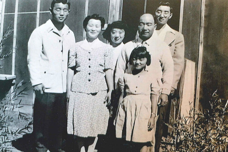 Amy Iwasaki Mass with her family at the Heart Mountain Internment Camp.