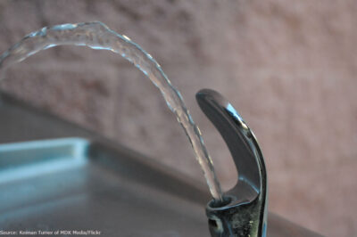 A school water fountain