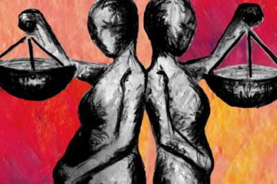 Illustration of two women back to back embracing their pregnant bodies.