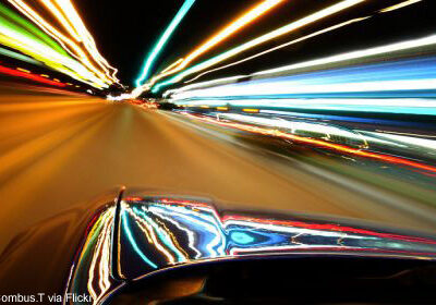 Image of car with lights at night