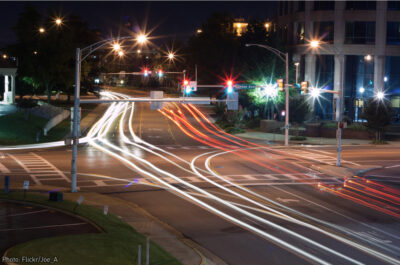 Photo of car lights at night