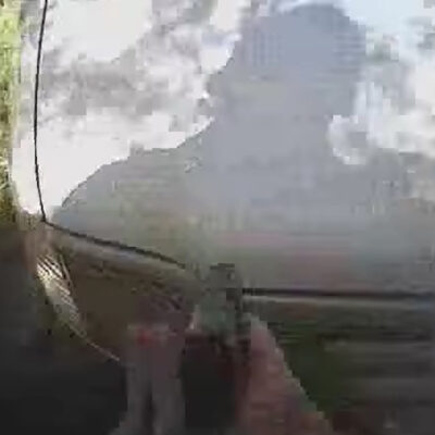 A Charlotte police officer's shadow is captured by his body camera just before Keith Scott shooting