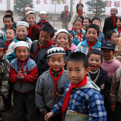Chinese kids looking at camera