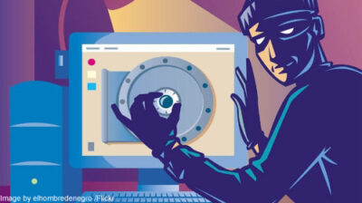 Burglar "cracking" computer-screen "safe"