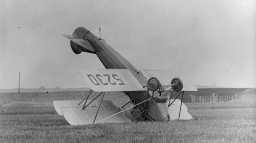 Crashed biplane