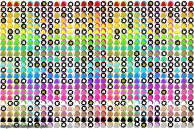 Pattern showing faces, some with x's on them