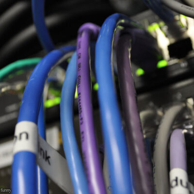 Ethernet cables going into router