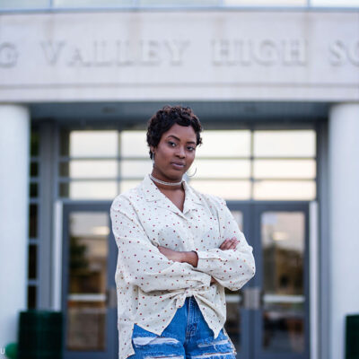 Niya in front of school