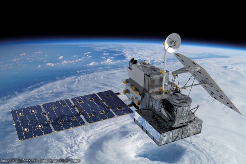 A satellite hovering over the earth