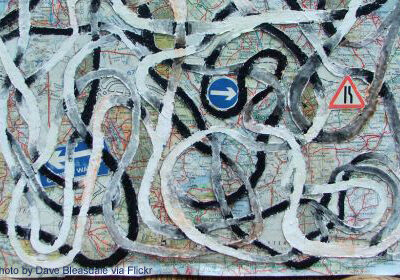 Photo of tangled map