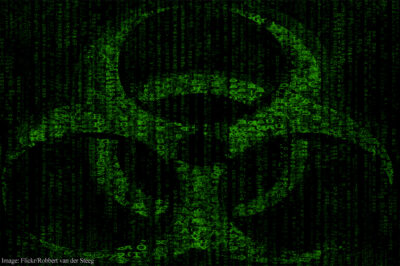 Hazardous material symbol made up of data