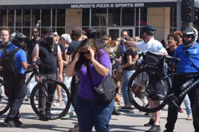 Alison Dreith getting pepper sprayed