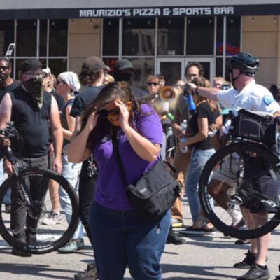 Alison Dreith getting pepper sprayed