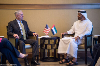 Secretary of Defense Jim Mattis meets with the United Arab Emirates' Crown Prince Mohammed bin Zayed bin Sultan Al Nahyan in Abu Dhabi, UAE.
