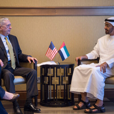 Secretary of Defense Jim Mattis meets with the United Arab Emirates' Crown Prince Mohammed bin Zayed bin Sultan Al Nahyan in Abu Dhabi, UAE.