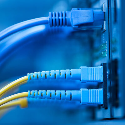 Wires plugged into server