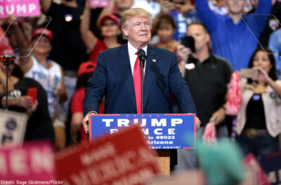 Donald Trump speaking at a rally in Arizona