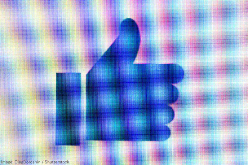 Facebook Thumb on a Pixelated Screen