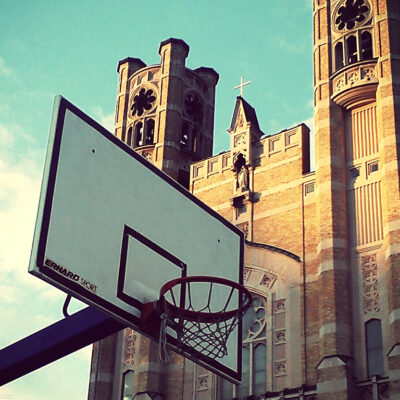 Basket Ball Hoop in front of church