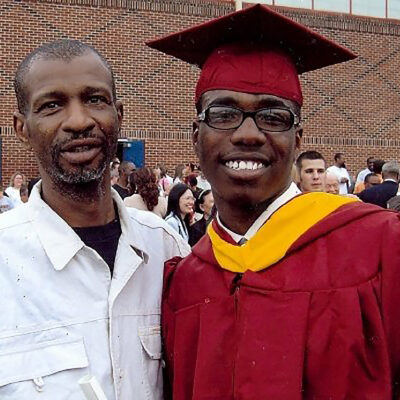 Kevin Harden, Jr. and his dad at his graduation