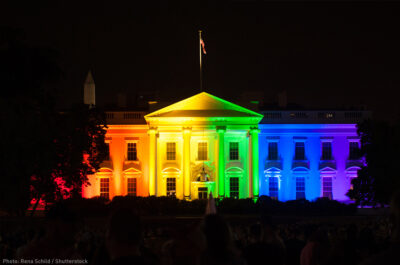 White House lit in rainbow colors