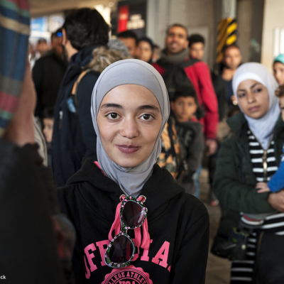 Muslim girl with her family