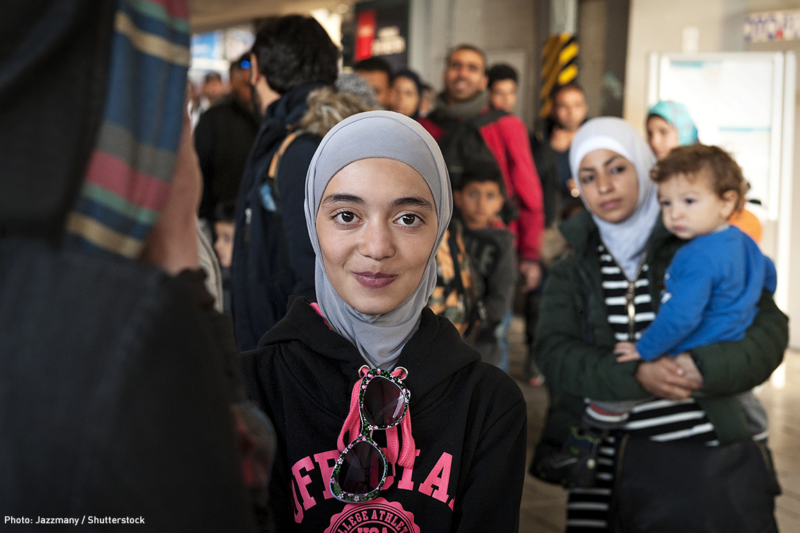 Muslim girl with her family