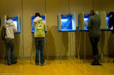 Voters go to the polls to cast their ballots.