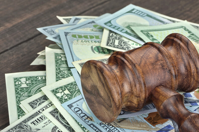 Cash under a gavel
