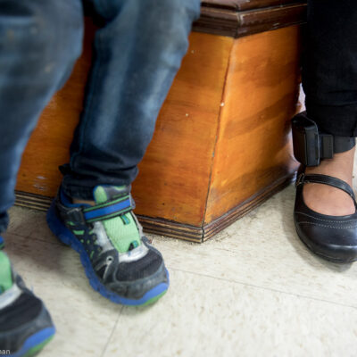 Child's feet next to mother