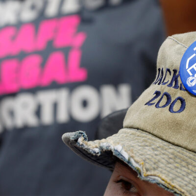 Close up of a button with the text "Keep Abortion Legal"