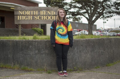 Liv Funk standing outside of North Bend High School