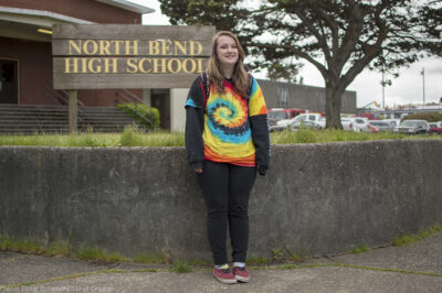 Liv Funk standing outside of North Bend High School