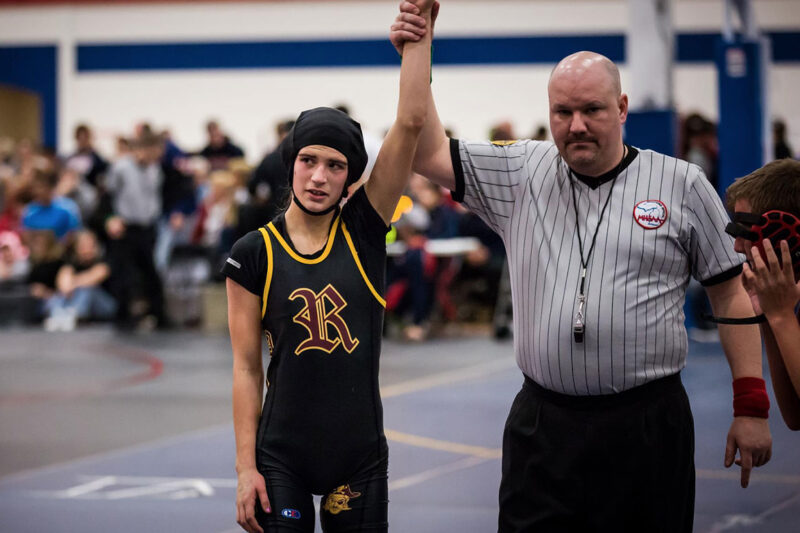 Marina Goocher and a referee