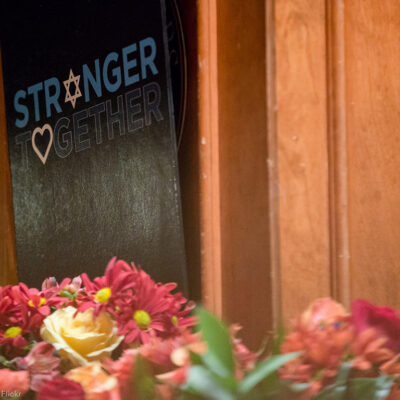 Stronger Together poster at Pittsburgh Memorial