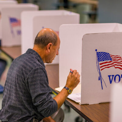 Voter at booth
