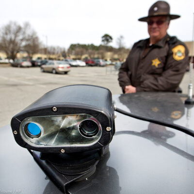 Licence on a police car