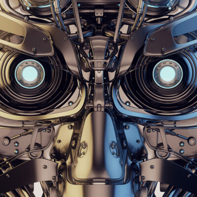 Close up of robotic face