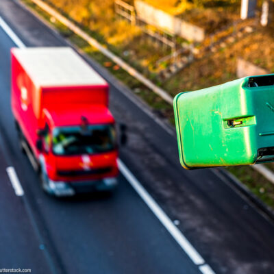 A traffic camera overlooking a highway