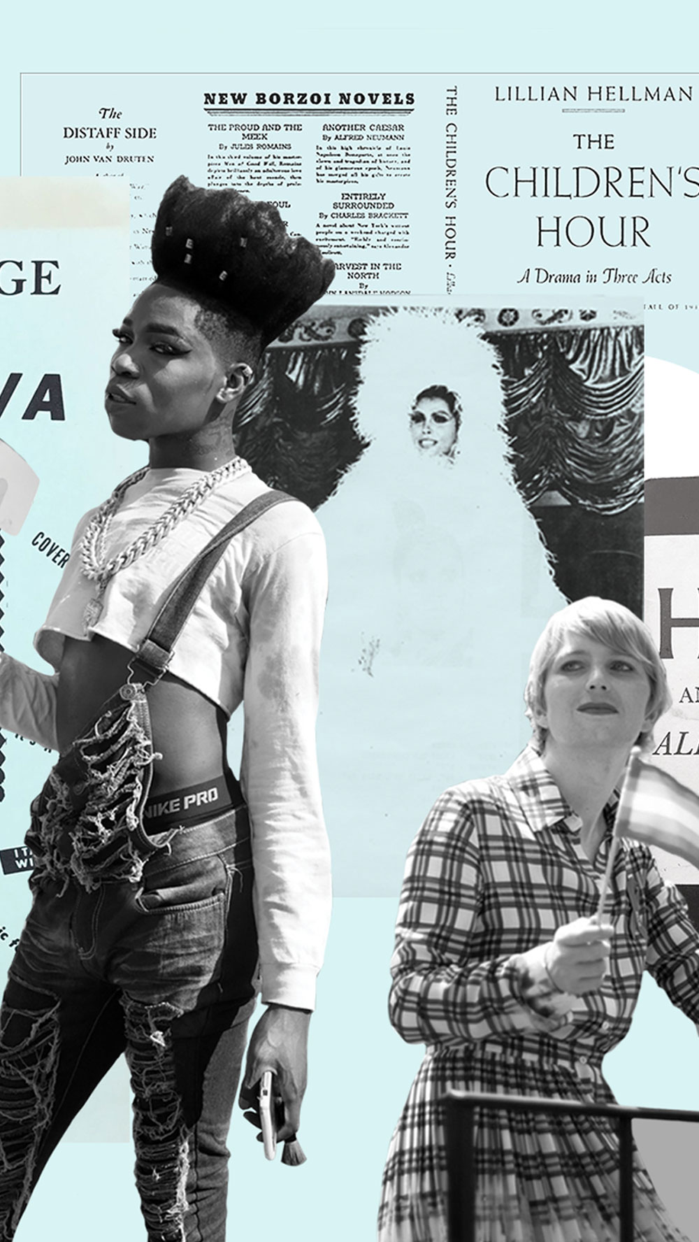 A banner with historical LGBTQ moments and people