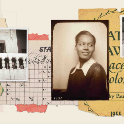 Historical collage of document clippings and photos of Pauli Murray