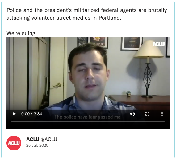 Police and the president's militarized federal agents are brutally attacking volunteer street medics in Portland. We're suing.