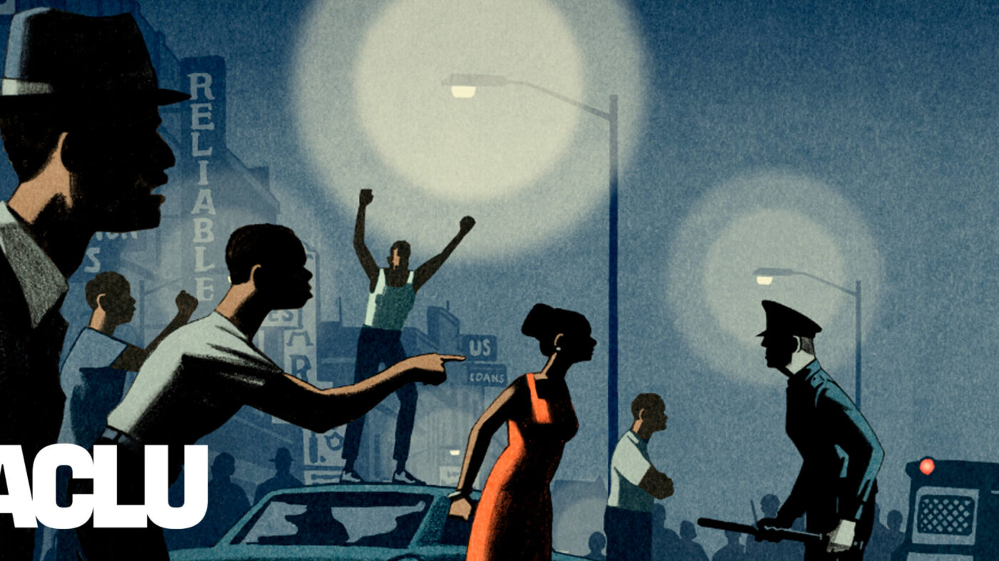 Protesters in Detroit stand off against police officer in 1967 riots