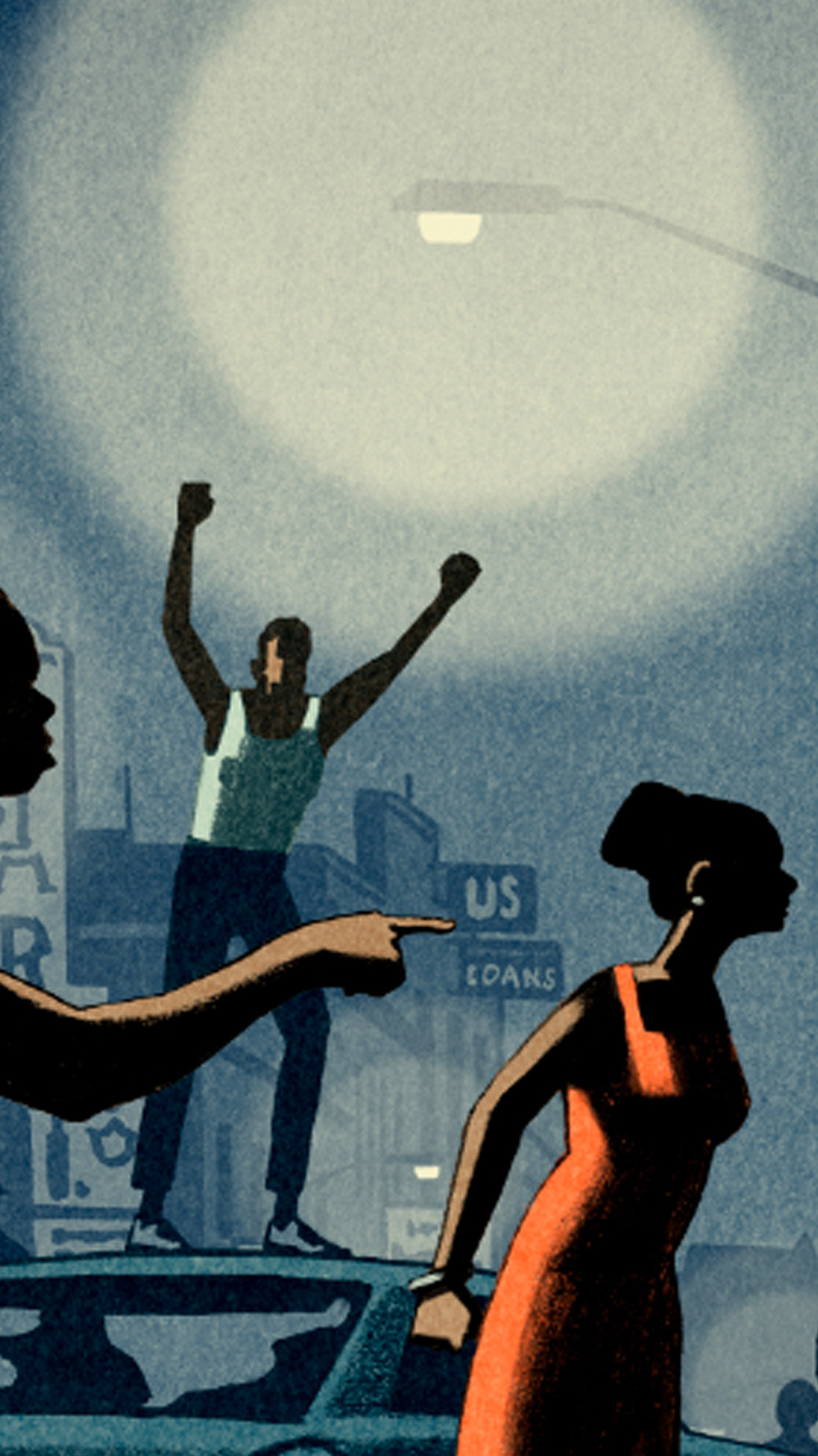 Scene from 100 Years of Racism in Policing video series of crowd confronting police officer.